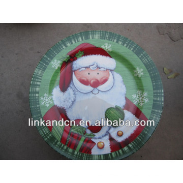 KC-02524santa mão pintado de cerâmica placa de Natal, placa de bolo